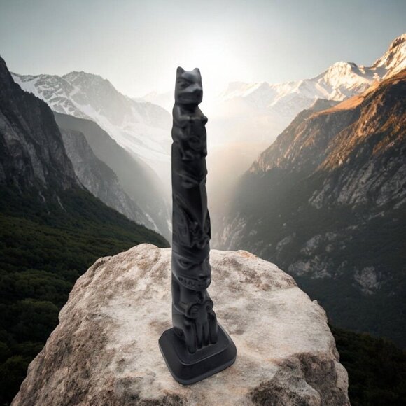 Vtg Native Haida Boma Totem Pole Resin Cast - Picture 1 of 10